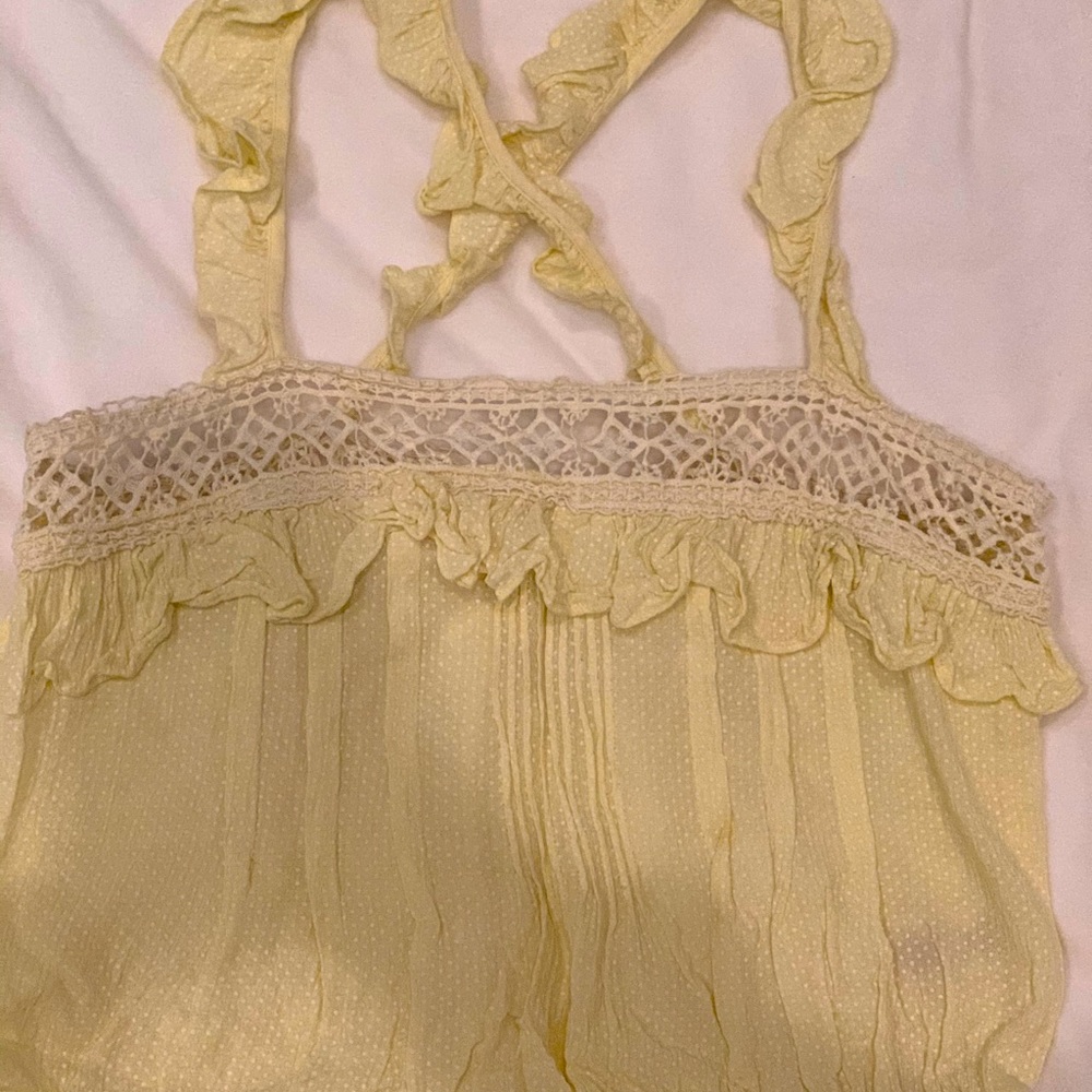 Yellow Free People Cross Back Tank